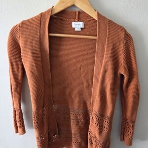 Old Navy Orange Cardigan Sweater Lightweight Knit